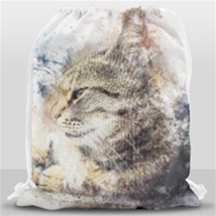 Cat Animal Art Abstract Watercolor Drawstring Bag (large) by Celenk