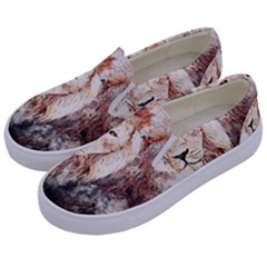 Lion Animal Art Abstract Kids  Canvas Slip Ons by Celenk