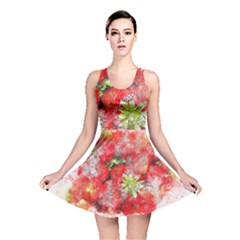 Strawberries Fruit Food Art Reversible Skater Dress by Celenk