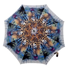 Tiger Drink Animal Art Abstract Hook Handle Umbrellas (medium) by Celenk