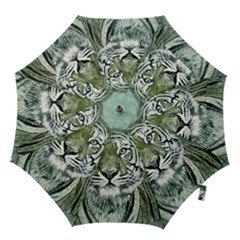 Tiger Cat Art Abstract Vintage Hook Handle Umbrellas (medium) by Celenk