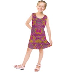 Fern Landscape In Harmony With Bleeding Hearts Fantasy Art Kids  Tunic Dress by pepitasart