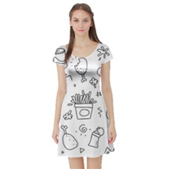 Set Chalk Out Scribble Collection Short Sleeve Skater Dress by Celenk