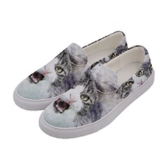 Cat Pet Art Abstract Watercolor Women s Canvas Slip Ons by Celenk