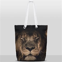 African Lion Mane Close Eyes Full Print Rope Handle Tote (small) by Celenk
