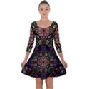 Fractal Detail Elements Pattern Quarter Sleeve Skater Dress View1