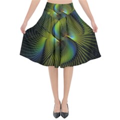 Fractal Abstract Design Fractal Art Flared Midi Skirt by Celenk