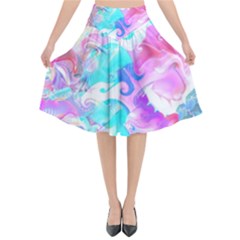 Background Art Abstract Watercolor Flared Midi Skirt by Celenk
