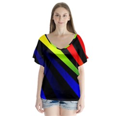 Graphic Design Computer Graphics V-neck Flutter Sleeve Top by Celenk