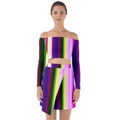 Abstract Background Pattern Textile 2 Off Shoulder Top With Skirt Set by Celenk