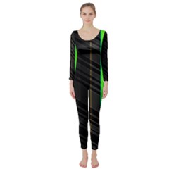 Abstract Background Pattern Textile Long Sleeve Catsuit by Celenk