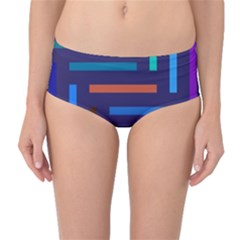 Lines Line Background Abstract Mid-waist Bikini Bottoms by Celenk