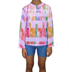 Watercolour Paint Dripping Ink Kids  Long Sleeve Swimwear by Celenk