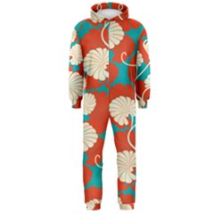 Floral Asian Vintage Pattern Hooded Jumpsuit (men)  by NouveauDesign