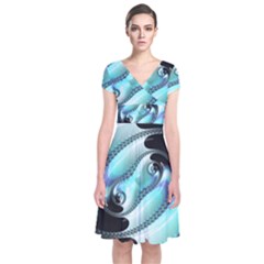 Background Pattern Jewellery Short Sleeve Front Wrap Dress by Celenk
