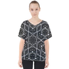 Design Art Pattern Decorative V-neck Dolman Drape Top by Celenk