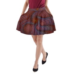 Fractal Red Fractal Art Digital Art A-line Pocket Skirt by Celenk