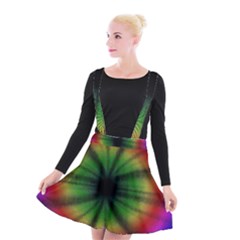 Sunflower Digital Flower Black Hole Suspender Skater Skirt by Celenk