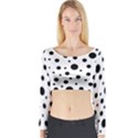 Black On White Polka Dot Pattern Long Sleeve Crop Top View1
