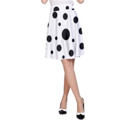 Black On White Polka Dot Pattern A-line Skirt by LoolyElzayat