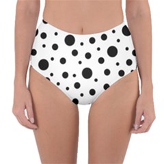Black On White Polka Dot Pattern Reversible High-waist Bikini Bottoms by LoolyElzayat