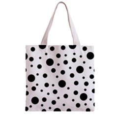 Black On White Polka Dot Pattern Zipper Grocery Tote Bag by LoolyElzayat