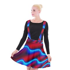 Wave Pattern Background Curve Suspender Skater Skirt by Celenk