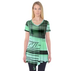 Futuristic Urban Architecture Short Sleeve Tunic  by Celenk