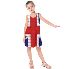 Union Jack Flag Uk Patriotic Kids  Sleeveless Dress by Celenk
