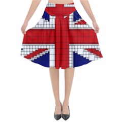 Union Jack Flag Uk Patriotic Flared Midi Skirt by Celenk