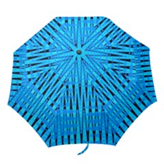 Sharp Blue And Black Wave Pattern Folding Umbrellas by Celenk