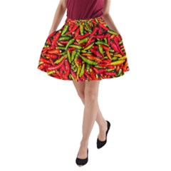 Chilli Pepper Spicy Hot Red Spice A-line Pocket Skirt by Celenk