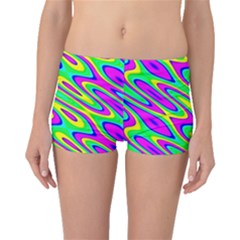Lilac Yellow Wave Abstract Pattern Boyleg Bikini Bottoms by Celenk