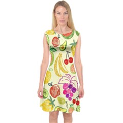 Cute Fruits Pattern Capsleeve Midi Dress by paulaoliveiradesign