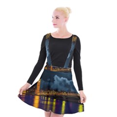 London Skyline England Landmark Suspender Skater Skirt by Celenk