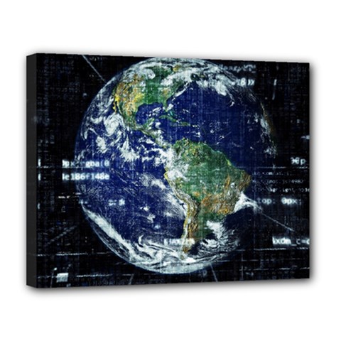 Earth Internet Globalisation Canvas 14  X 11  by Celenk