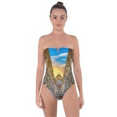 Abbey Ruin Architecture Medieval Tie Back One Piece Swimsuit by Celenk