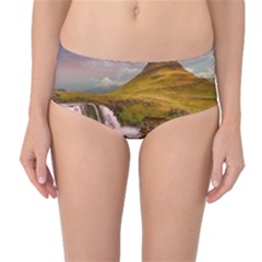 Nature Mountains Cliff Waterfall Mid-waist Bikini Bottoms by Celenk