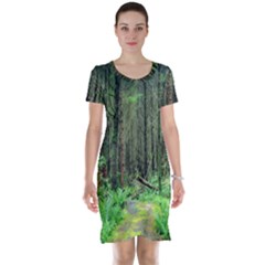 Forest Woods Nature Landscape Tree Short Sleeve Nightdress by Celenk