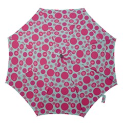 Blue Retro Dots Hook Handle Umbrellas (small) by snowwhitegirl