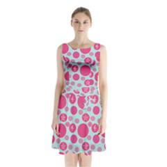 Blue Retro Dots Sleeveless Waist Tie Chiffon Dress by snowwhitegirl