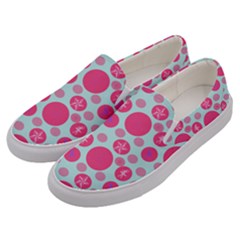 Blue Retro Dots Men s Canvas Slip Ons by snowwhitegirl