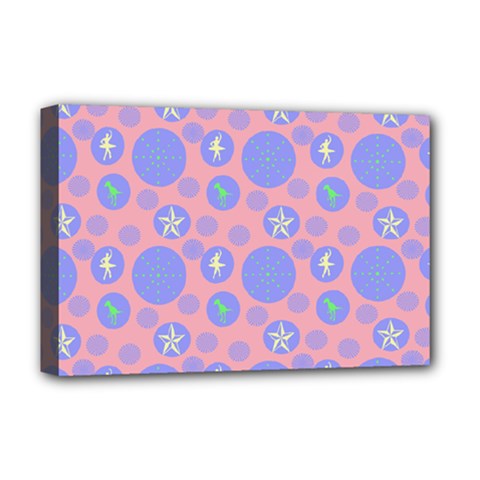 Pink Retro Dots Deluxe Canvas 18  X 12   by snowwhitegirl