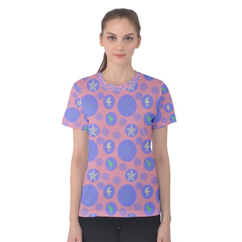 Pink Retro Dots Women s Cotton Tee by snowwhitegirl