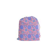Pink Retro Dots Drawstring Pouches (xs)  by snowwhitegirl