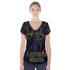 Darth Vader Cat Short Sleeve Front Detail Top by Valentinaart