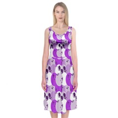 Purple Cherry Dots Midi Sleeveless Dress by snowwhitegirl
