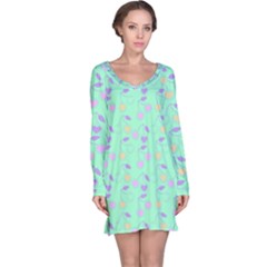 Mint Heart Cherries Long Sleeve Nightdress by snowwhitegirl
