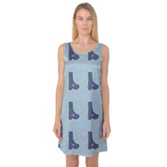 Deer Boots Teal Blue Sleeveless Satin Nightdress by snowwhitegirl