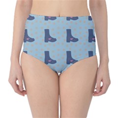 Deer Boots Teal Blue High-waist Bikini Bottoms by snowwhitegirl